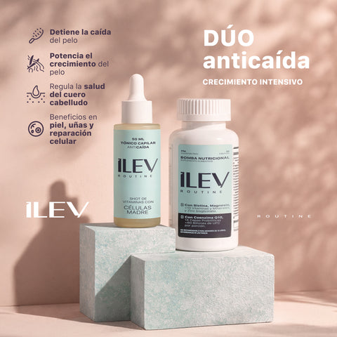 DUO ANTIcaída CRECIMIENTO INTENSIVO Bomba + Tónico. ILEV Routine - Daniela Caraboni E.I.R.L
