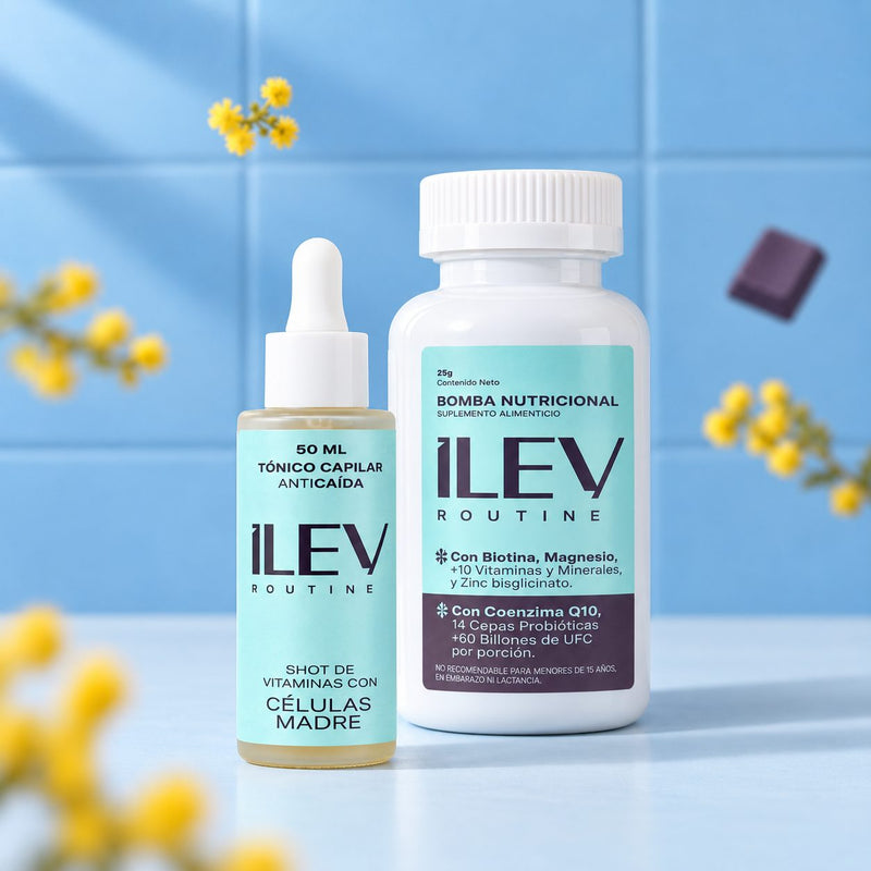DÚO anticaída ILEV Routine: Tónico anticaída y Bomba Nutricional
