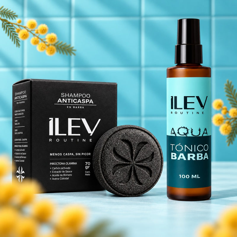 Pack Cabello y Barba ILEV Routine: Shampoo Anticaspa + Tónico de Barba