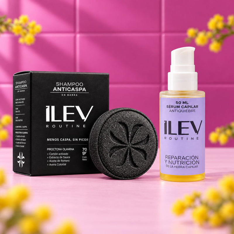 Pack Raíz a Puntas ILEV Routine: Shampoo Anticaspa + Sérum Antiquiebre