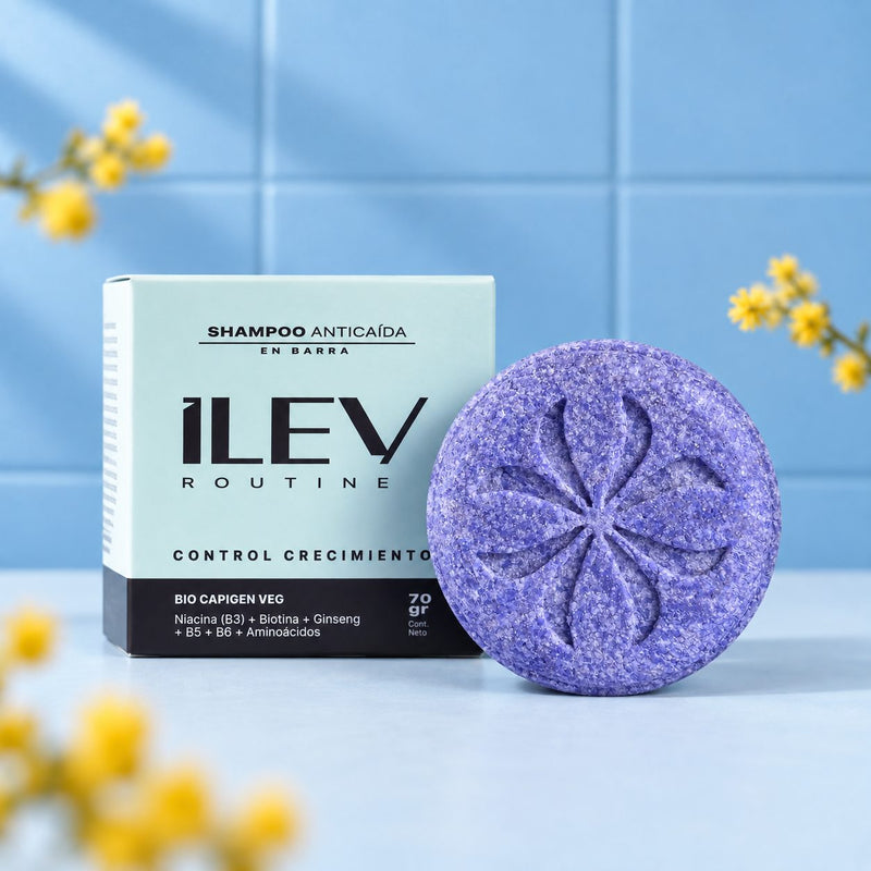Shampoo anticaída en barra ILEV Routine 70 g con su caja