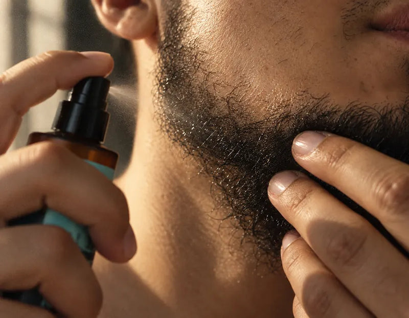 Rostro limpio y seco antes de aplicar el Tónico de Barba ILEV